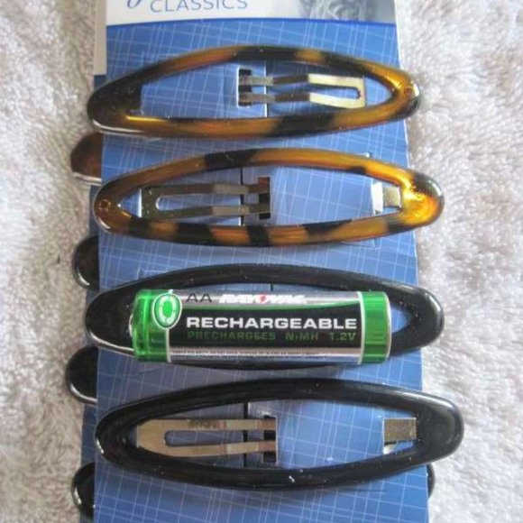 4 Goody 3" Large Elaina Black Brown Epoxy Metal Contour Oval Snap Hair Clips - Picture 4 of 6